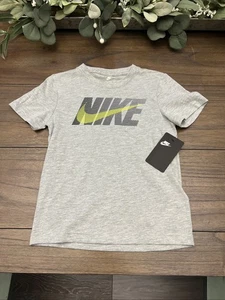 Nike Air Grey T Shirt Youth Boys Size 7 Swoosh Logo Unisex Girls New Tee - Picture 1 of 6
