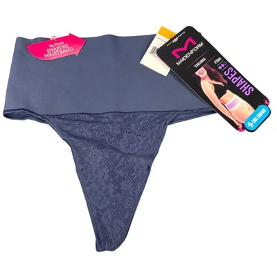 Tanga modelador Maidenform para mujer talla pequeña control firme encaje azul marino nuevo Foto 1 de 4