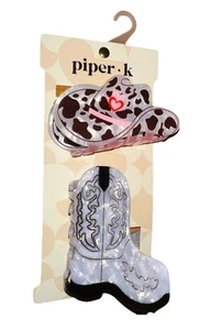 Piper K Cowgirl Animal Print Hat Cowboy Boots Hair Claw Clips 2 Pack - Picture 1 of 3