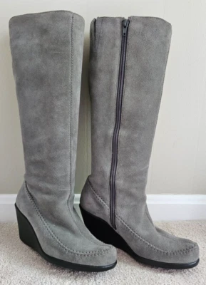 Botas anabela de camurça cinza femininas Aerosoles Gather Round tamanho 6.5 com modeladores de botas - Imagem 1 de 4