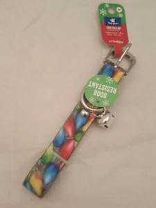 top paw Dog Collar COLORFUL Holiday LIGHT M 14-18" Neck Christmas ODOR RESISTANT - Picture 1 of 4