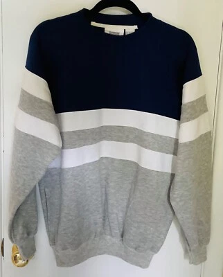 Sudadera deportiva para hombre Claybrook talla S Pullover gris marino blanco años 90 vintage Foto 1 de 4