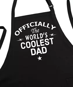 Delantal para hombre el papá más cool del mundo, negro, totalmente ajustable, dos bolsillos - Imagen 1 de 5