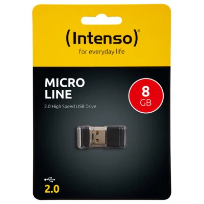 kQ Intenso 8GB USB Stick Micro Line mini USB flash drive 8 GB Speicher schwarz - Bild 1 von 4