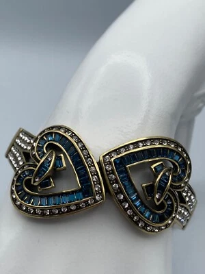 Lindo!! Pulseira Heidi Daus WOULD YOU BE MINE HEART AZUL TAMANHO PEQUENO NOVA COM ETIQUETAS RARA - Imagem 1 de 4