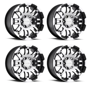 Set 4 16" Vision HD 375 Warrior Gloss Black Machined Face Wheels 16x6 8x6.5 0mm - Picture 1 of 14