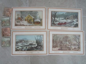 Juego de regalo reversible de vacaciones de colección 1979 Currier & Ives - Imagen 1 de 4