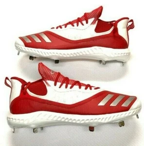 NEW ADIDAS ICON V BOUNCE ICED MEN METAL BASEBALL CLEATS RED/WHITE SIZE 16 NWT - Picture 1 of 7