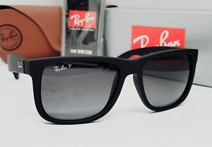 Ray Ban JUSTIN black/grey gradient POLARIZED RB4165 622/T3 54 sunglasses NEW!