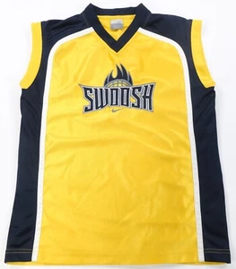 Rare VTG NIKE Swoosh Sleeveless Basketball Striped Jersey 2000s Yellow Youth L - Picture 1 of 9