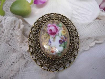 Grandma  Porcelain China Jewelry Mom Rose Flowers Necklace BIRTHDAY Daughter - Image 1 of 4