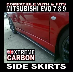 Spódnica boczna z włókna węglowego Przedłużenia Spódnice Zestaw "pasuje" do Mitsubishi Evo EVOLUTION 7 8 9 - Zdjęcie 1 z 19