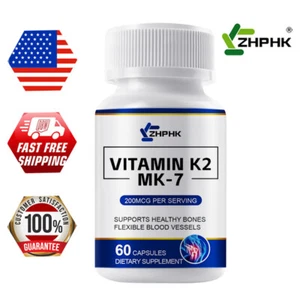 Vitamin K2 Supplement 200mcg -Vitamin K2 MK7 Supports Bone & Heart Health - Picture 1 of 9
