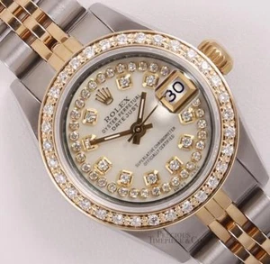 Rolex Lady Datejust dos tonos bisel de diamante 18k blanco fregona esfera de diamante - Imagen 1 de 7