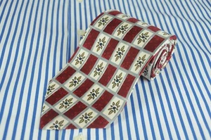 Hickey Freeman Men's Tie Brick Red & White Printed Silk Necktie 60 x 3.5 in. - Picture 1 of 4