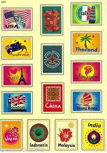 Luggage Bumper Car Bike Skateboard Decal Vinyl Sticker Sheet Travel Stamps A4 - Picture 1 of 4