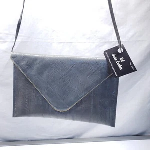 Jerri Bags Ltd. grau Aal genarbtes Leder Umschlag Clutch Handtasche 1960er USA - Bild 1 von 11