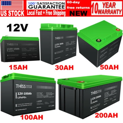 LiFePO4 Lithium Battery 12V 200Ah/100Ah/7Ah for RV Off-grid  Trolling Motor lot - Image 1 of 4