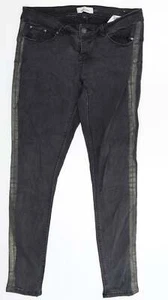 Pantalones de mezclilla ajustados para mujer gris a rayas algodón talla 32 en L30 extra delgados B - Imagen 1 de 12