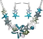 Beautiful Starfish Shell Pearl Necklace And Earrings Set Fashion Jewelry