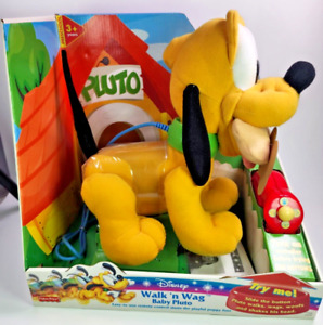 Vintage Disney Fisher Price Walk 'n Wag Baby Pluto Plush ~ New In Original Box