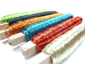Filo di rame laccato, filo per bricolage - Ø 0,5 mm - 100 gr. Bastone in legno - vari colori - Foto 1 di 8