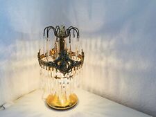 16" Antique Table Lamp Brass Icicle Spear Crystal Chandelier Waterfall Wedding