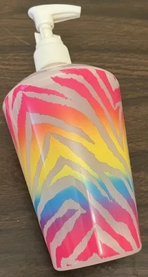 Dispensador de jabón bomba de plástico a rayas de cebra arco iris con clip protector extraíble BN Foto 1 de 4