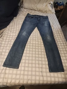Lucky Brand 110 Skinny Jeans Men's 33x34 Blue Medium Wash Denim Regular Fit - Picture 1 of 9