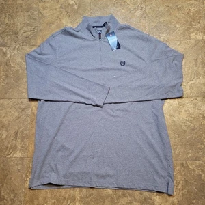 Chaps 1/4 Zip Pullover Shirt Mens 2XLT Gray Long Sleeve Mock Neck Preppy  - Picture 1 of 10
