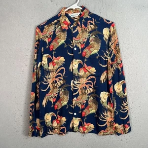 Camisa Nipoaloha Para Hombres Estampado de Gallo Japonés Talla Mediana Rayón Manga Larga - Imagen 1 de 8