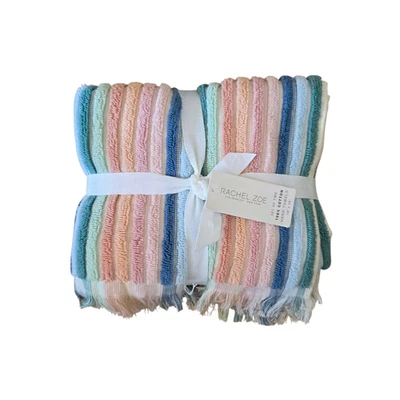 Rachel Zoe Pastel Rainbow Stripes Set of 2 Hand Towels NWT - Image 1 of 2