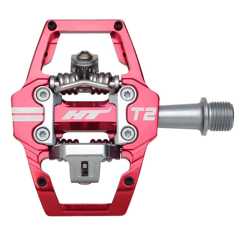 Pair Of Clip Pedals T2 023 Enduro Race Red HTT1.R HT-COMPONENTS Bike MTB Pedals