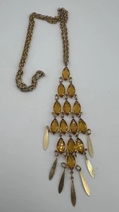Collar colgante colgante vintage GT cristal ámbar 20”,5,5”,T12 - Imagen 1 de 4