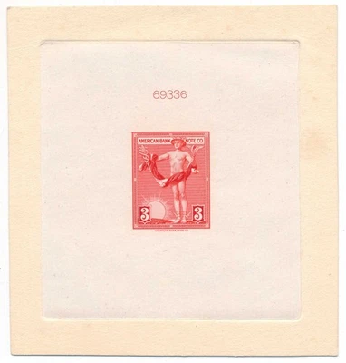 Sello de muestra grande Mercury, American Bank Note Co. a prueba de troqueles, años 20 Foto 1 de 4