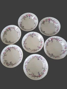 7 Wedgwood DEVON SPRAYS 5" Fruit 1950s Bone China Sauce Bowls #4076 - Picture 1 of 4