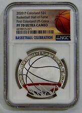 2020 P Colorized Basketball HOF Proof Commemorative Silver Dollar - NGC PF 70 UC