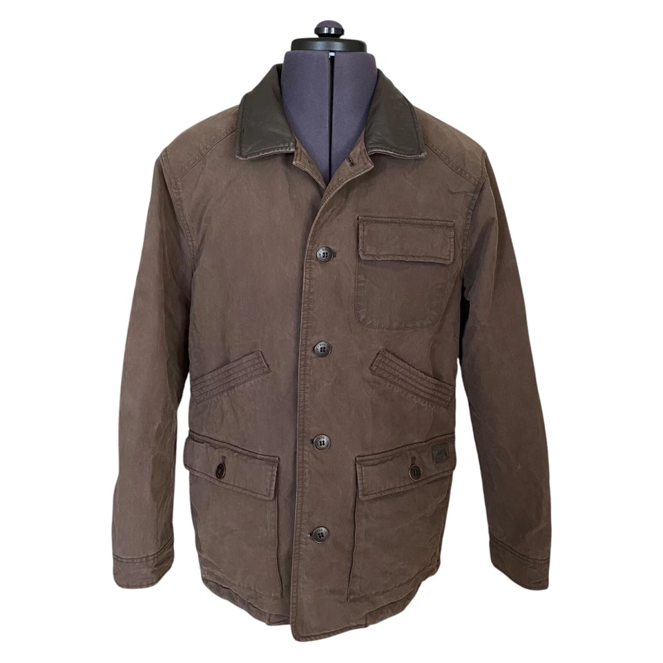 Marlboro Classics Jacket Brown Waxed Blanket Leather Collar Men's UK42 BNWT — 第 1/4 张图片