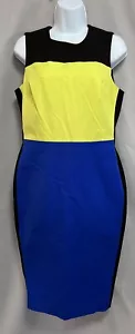 Calvin Klein Kleid 10 Colorblock limettengrün schwarz blau ärmellos Etui Karriere - Bild 1 von 12