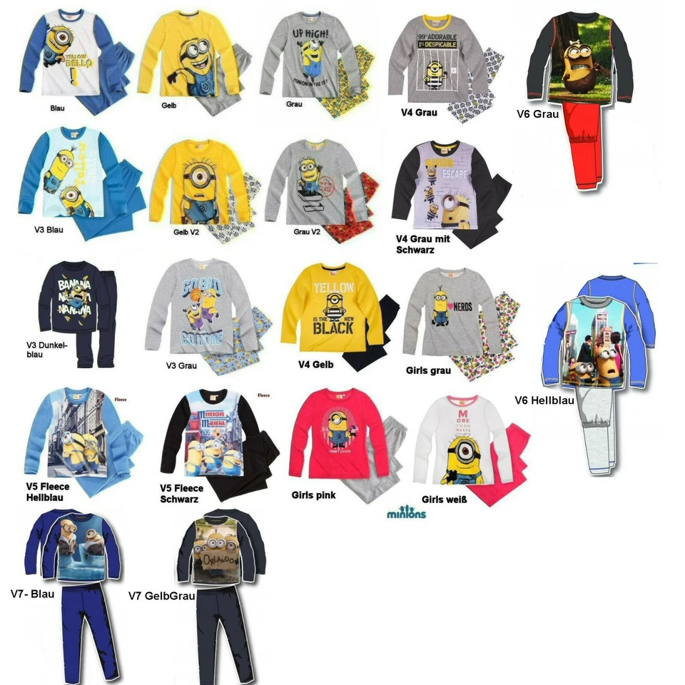 MINONS Minion Pyjama - Schlafanzug - Die Minions * NEU * Mädchen / Jungen versch.Größen