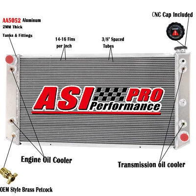 ASI 4 Row Radiator for 92-93 Chevy GMC C2500 C3500 K2500 K3500 6.5L V8 Diesel AT — 第 1/4 张图片