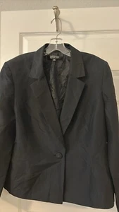Kasper black 100% Silk Blazer SZ 16 Plus Size Lined Classic Wardrobe Staple Work - Picture 1 of 15