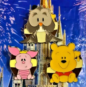 🍯 Lote de 3 prendedores Winnie the Pooh Piglet Owl - Juego de 3 prendedores Winnie the Pooh One Family - Imagen 1 de 2