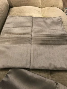 Satin Gray Pintucked 18x18" Decorative/Throw Pillow Cover Set of 2 NEW - Picture 1 of 6