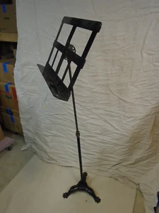 Antique CLAWFOOT METAL MUSIC STAND - CAST IRON BASE - Marked MT 5654 - NO RUST! - Picture 1 of 21