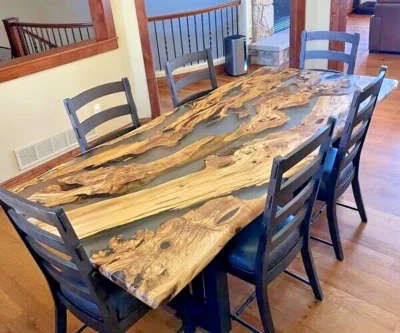 Dinning, Coffee Table Top Decor Epoxy Resin Art, Epoxy Resin Wood Table Top - Image 1 of 4