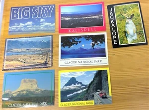 7 cartoline Montana Glacier National Park Kalispell Polson paesaggio Jackalope - Foto 1 di 15