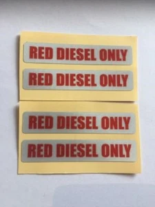 4 REFLECTIVE RED DIESEL ONLY STICKERS FARM  LORRY TRACTOR AGRICULTURE  FARMING  - Picture 1 of 1