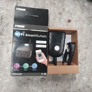 Prime Outdoor Smart Outlet 2X Wifi Remote Control Works w/Google Home & Alex - Picture 1 of 3