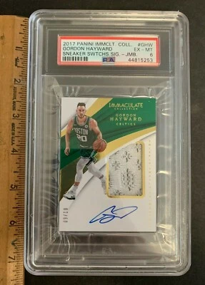 2017 IMMACULATE *GORDON HAYWARD #GHW* SNEAKER PATCH AUTO #RD 9/10 PSA 6 EX-MT st - Image 1 of 3